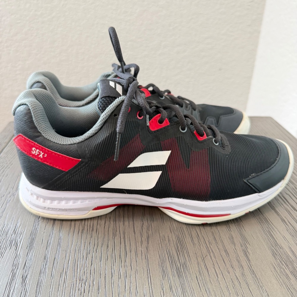 Babolat SFX3 All Court Men Black Red Pickleball Shoes Sneakers 30S23529 Size 8